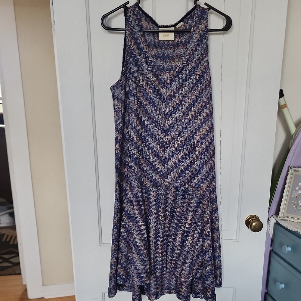 Anthropologie Maeve Westwater Chevron Patterned Sleeveless Dress